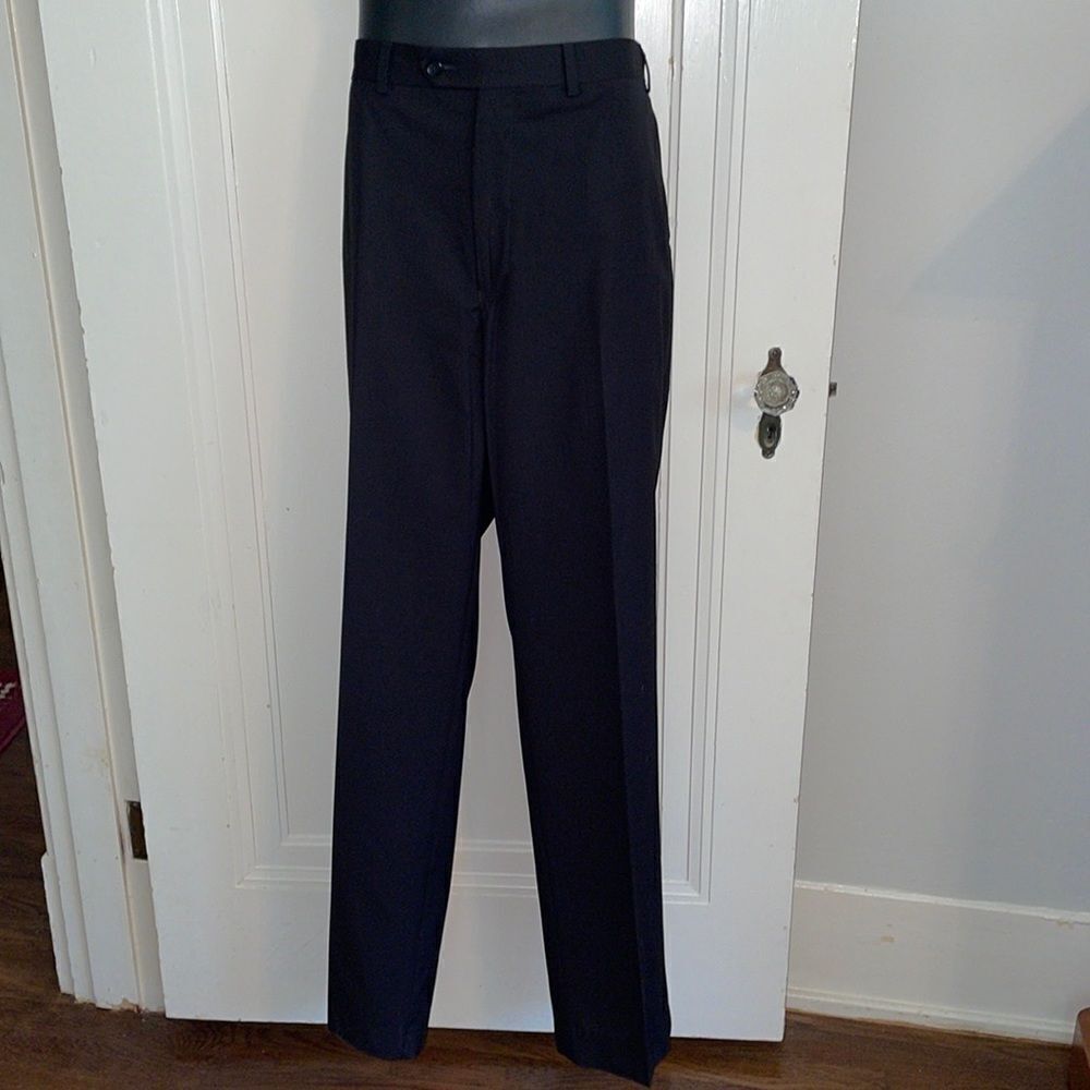 Tallia black polyester/rayon flat front pants‎